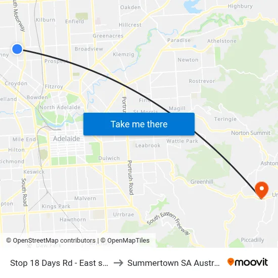 Stop 18 Days Rd - East side to Summertown SA Australia map