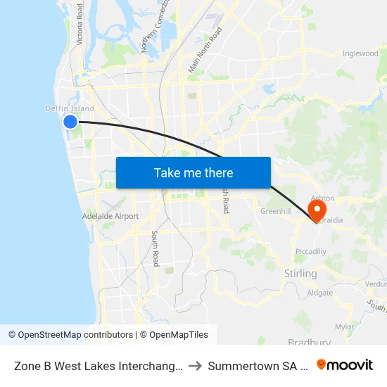 Zone B West Lakes Interchange - West side to Summertown SA Australia map