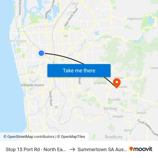 Stop 15 Port Rd - North East side to Summertown SA Australia map