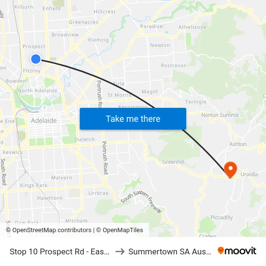 Stop 10 Prospect Rd - East side to Summertown SA Australia map