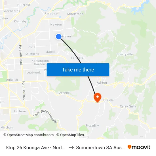 Stop 26 Koonga Ave - North side to Summertown SA Australia map
