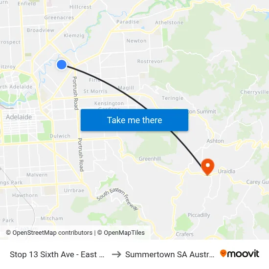Stop 13 Sixth Ave - East side to Summertown SA Australia map