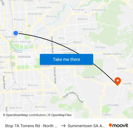 Stop 7A Torrens Rd - North East side to Summertown SA Australia map