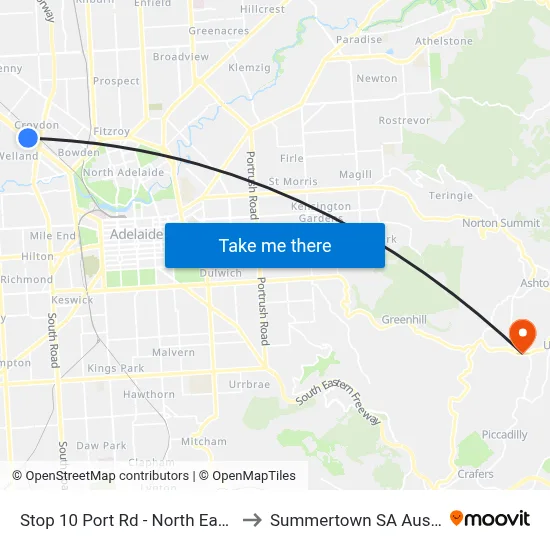 Stop 10 Port Rd - North East side to Summertown SA Australia map