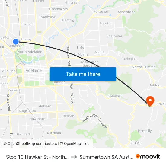 Stop 10 Hawker St - North side to Summertown SA Australia map