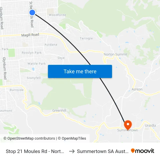 Stop 21 Moules Rd - North side to Summertown SA Australia map