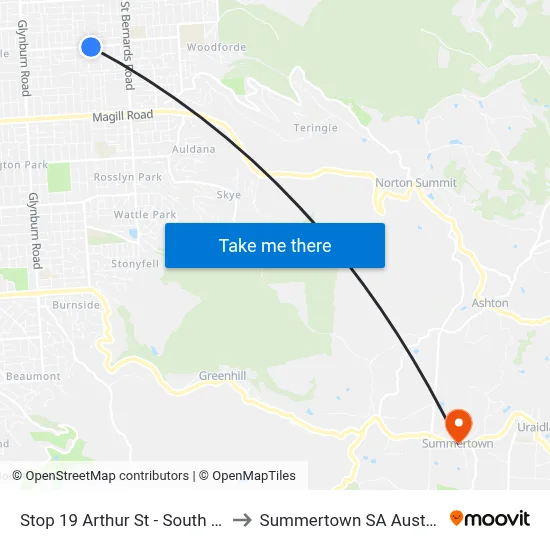 Stop 19 Arthur St - South side to Summertown SA Australia map