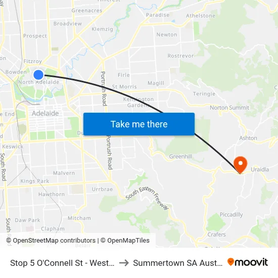 Stop 5 O'Connell St - West side to Summertown SA Australia map