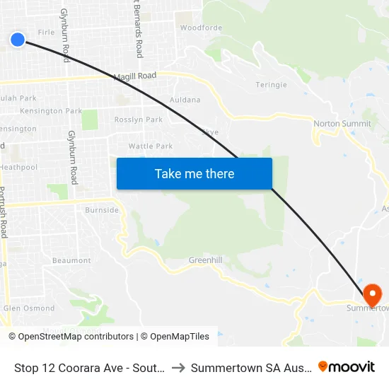 Stop 12 Coorara Ave - South side to Summertown SA Australia map