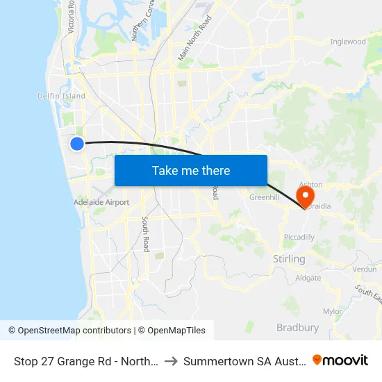 Stop 27 Grange Rd - North side to Summertown SA Australia map