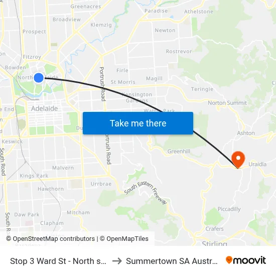 Stop 3 Ward St - North side to Summertown SA Australia map