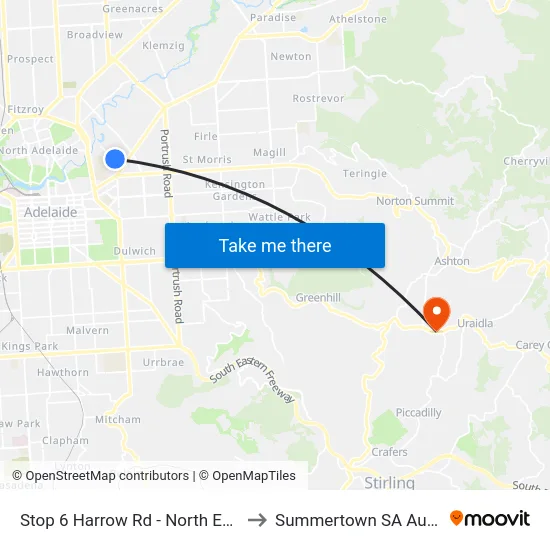 Stop 6 Harrow Rd - North East side to Summertown SA Australia map