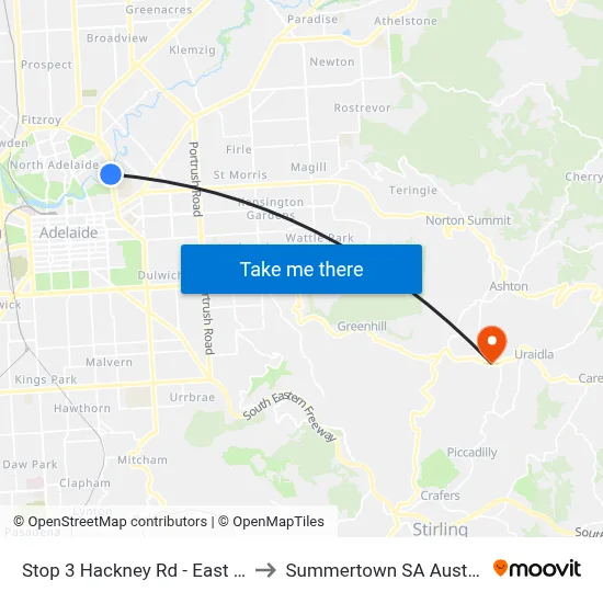 Stop 3 Hackney Rd - East side to Summertown SA Australia map