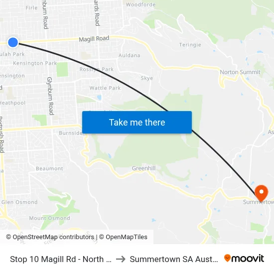 Stop 10 Magill Rd - North side to Summertown SA Australia map