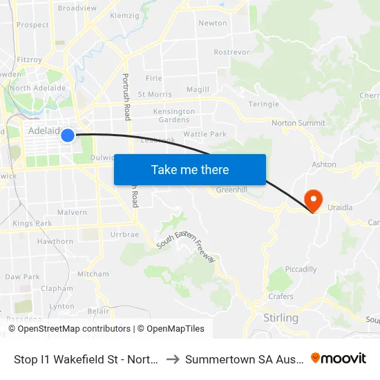 Stop I1 Wakefield St - North side to Summertown SA Australia map