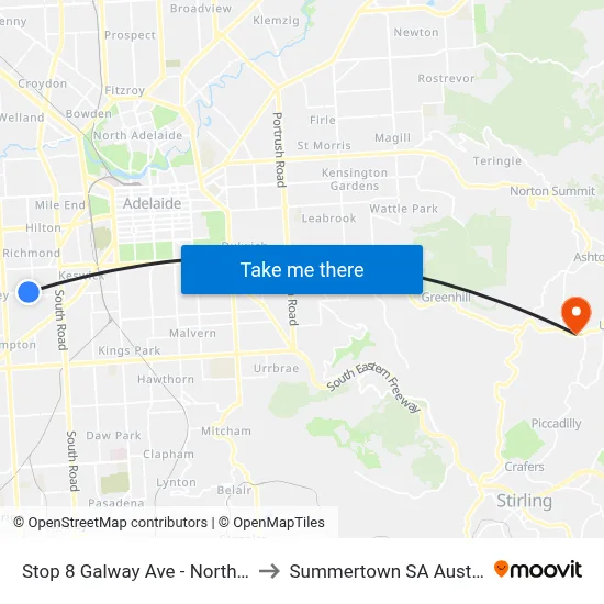 Stop 8 Galway Ave - North side to Summertown SA Australia map