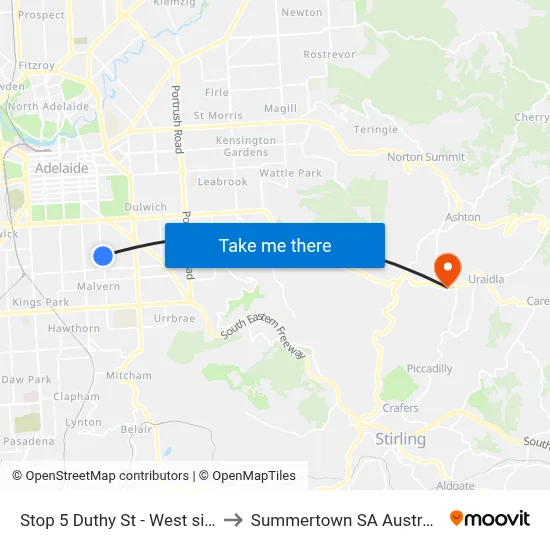 Stop 5 Duthy St - West side to Summertown SA Australia map