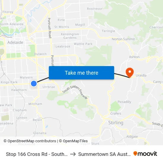 Stop 166 Cross Rd - South side to Summertown SA Australia map