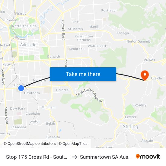 Stop 175 Cross Rd - South side to Summertown SA Australia map