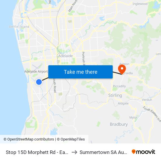 Stop 15D Morphett Rd - East side to Summertown SA Australia map