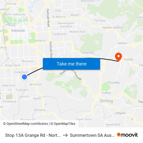 Stop 13A Grange Rd - North side to Summertown SA Australia map
