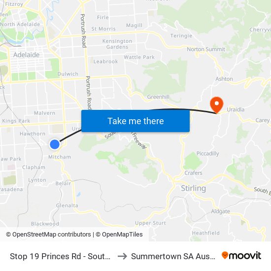 Stop 19 Princes Rd - South side to Summertown SA Australia map