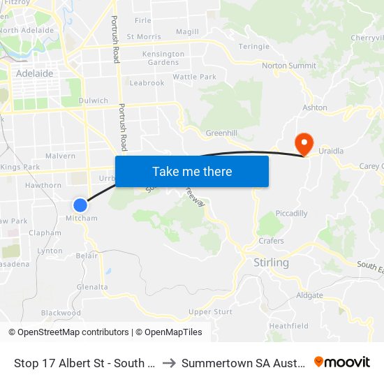 Stop 17 Albert St - South side to Summertown SA Australia map