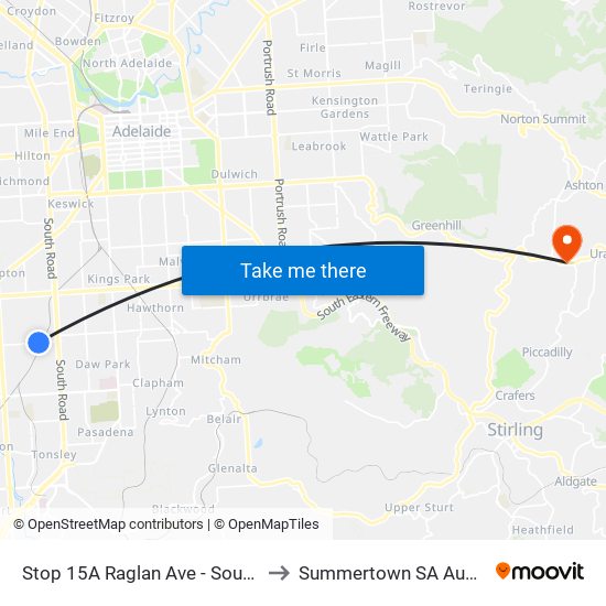 Stop 15A Raglan Ave - South side to Summertown SA Australia map