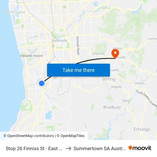 Stop 26 Finniss St - East side to Summertown SA Australia map