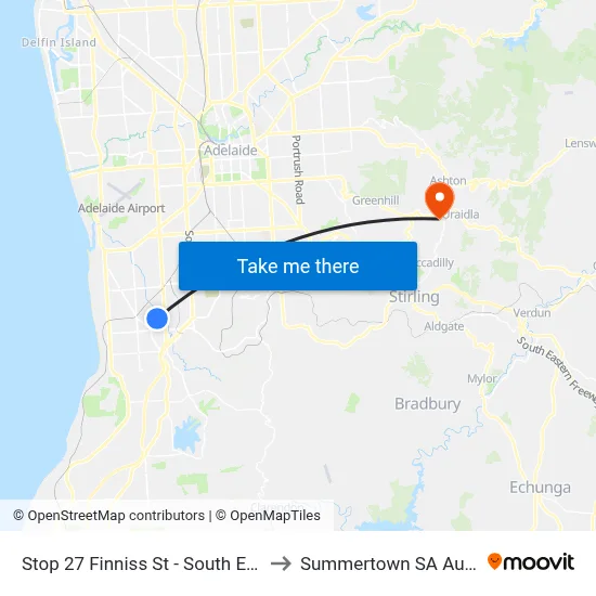 Stop 27 Finniss St - South East side to Summertown SA Australia map
