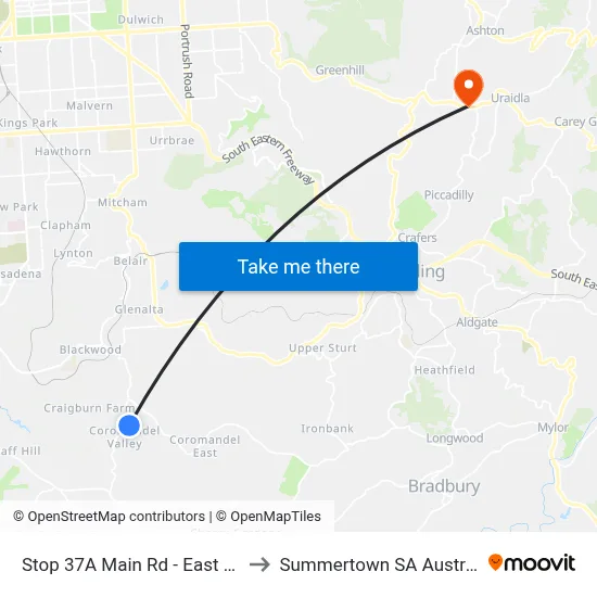 Stop 37A Main Rd - East side to Summertown SA Australia map