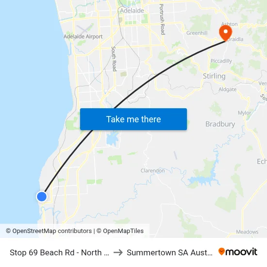 Stop 69 Beach Rd - North side to Summertown SA Australia map