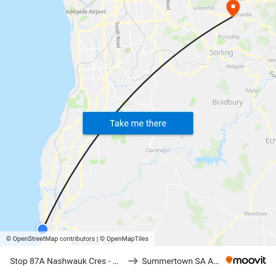 Stop 87A Nashwauk Cres - North side to Summertown SA Australia map