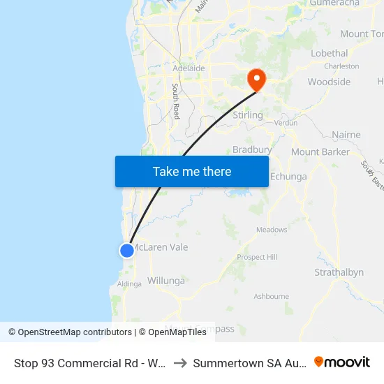 Stop 93 Commercial Rd - West side to Summertown SA Australia map