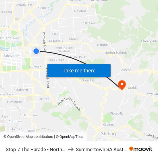 Stop 7 The Parade - North side to Summertown SA Australia map