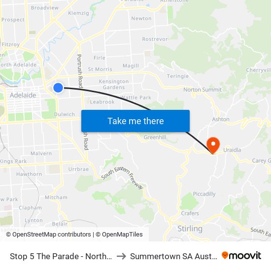 Stop 5 The Parade - North side to Summertown SA Australia map