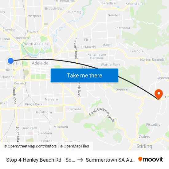 Stop 4 Henley Beach Rd - South side to Summertown SA Australia map
