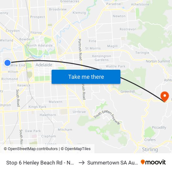 Stop 6 Henley Beach Rd - North side to Summertown SA Australia map