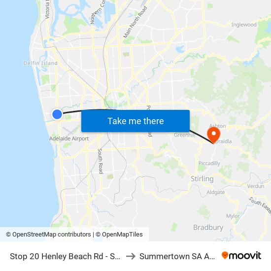 Stop 20 Henley Beach Rd - South side to Summertown SA Australia map