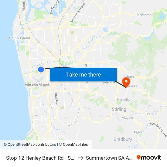 Stop 12 Henley Beach Rd - South side to Summertown SA Australia map