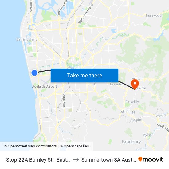 Stop 22A Burnley St - East side to Summertown SA Australia map