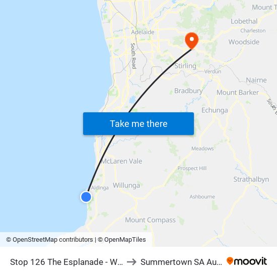 Stop 126 The Esplanade - West side to Summertown SA Australia map