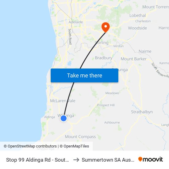 Stop 99 Aldinga Rd - South side to Summertown SA Australia map
