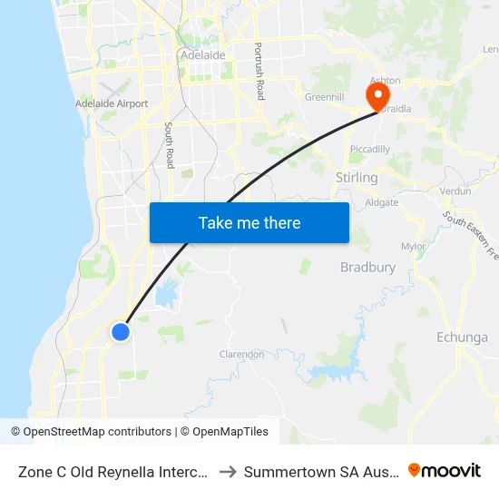 Zone C Old Reynella Interchange to Summertown SA Australia map