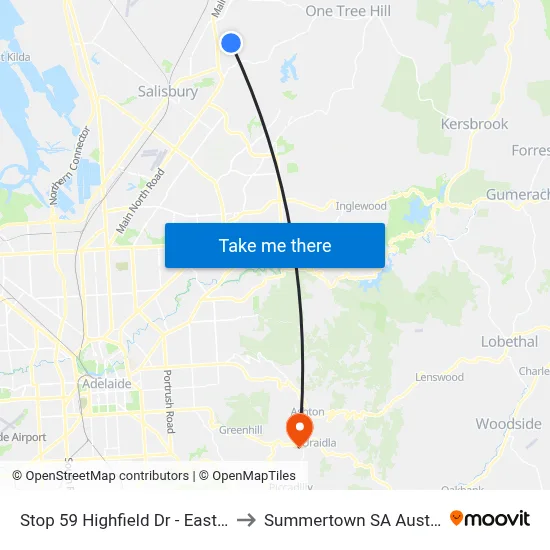 Stop 59 Highfield Dr - East side to Summertown SA Australia map
