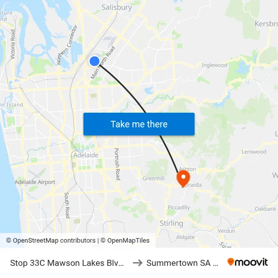 Stop 33C Mawson Lakes Blvd - East side to Summertown SA Australia map