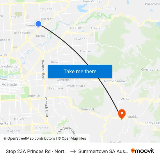 Stop 23A Princes Rd - North side to Summertown SA Australia map