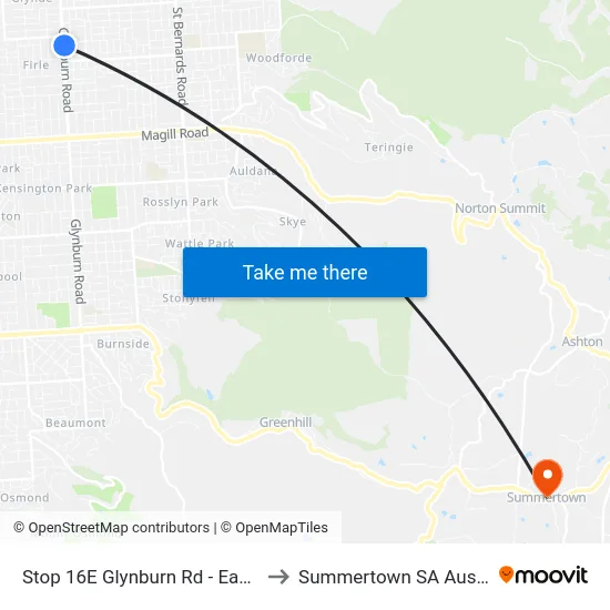 Stop 16E Glynburn Rd - East side to Summertown SA Australia map