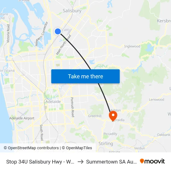 Stop 34U Salisbury Hwy - West side to Summertown SA Australia map