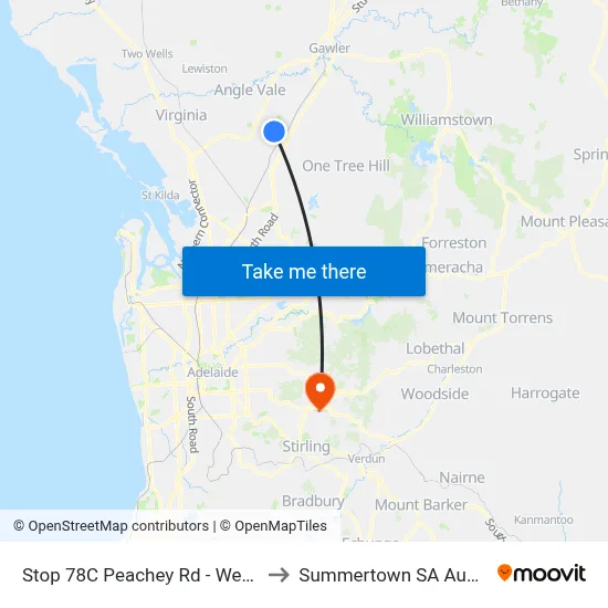 Stop 78C Peachey Rd - West side to Summertown SA Australia map